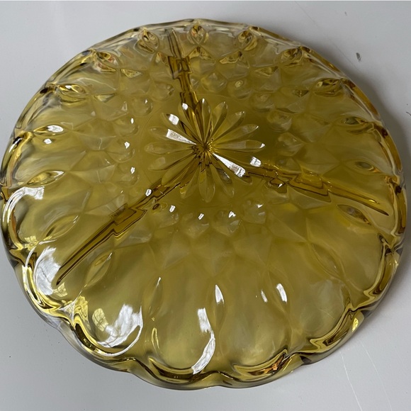 Anchor Hocking Divided Tray Amber Tri-Section Fairfield Glass Vintage Dish Tray - Picture 13 of 16